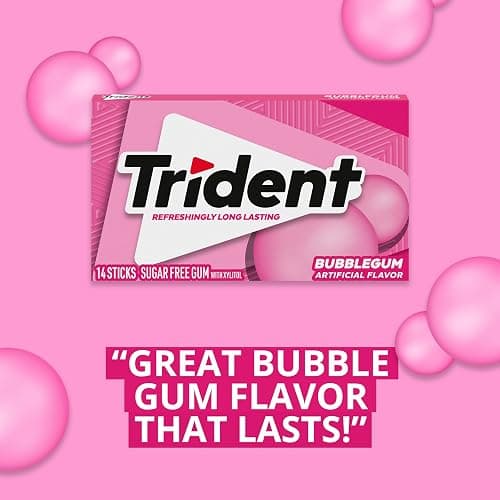 Trident Bubblegum Sugar-Free Gum, 3 Packs of 14 Pieces (42 Total Pieces) thumbnail 10