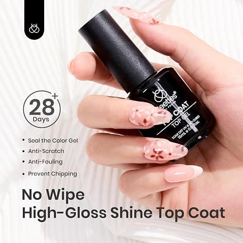 Beetles Peel Off Base Coat and Top Coat Gel Nail Polish Set, 2Pcs 15ml Peelable Base Gel and Top Coat Easy Removal, UV LED Lamp Peel off Nail Polish without Damage for Beginners Weak Thin Nails thumbnail 7