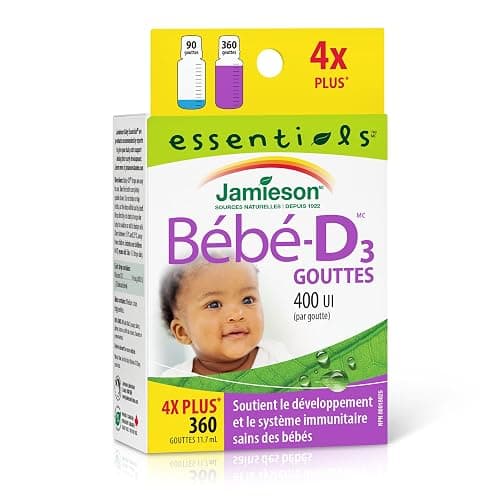 Jamieson Baby Vitamin D3 Drops 400 IU, Supports Baby's Development, Immune Health, Healthy Bones and Teeth. Pure and Premium Formula, Non-GMO, Gluten-Free, Lactose-Free, No Artificial Colours, Flavours or Preservatives, 360 Drops thumbnail 2