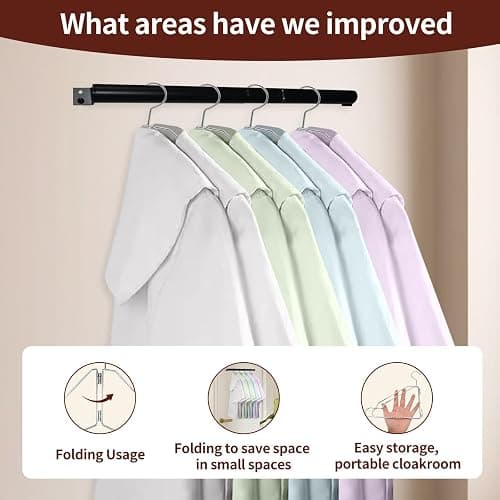 4 Pack Space Saving Hangers for Clothes, Foldable Metal Hangers, Collapsible Clothes Space Savers for Wall, Door, Closet Organizers and Storage, Small Space and Dorm Room Essentials, No Rod thumbnail 6