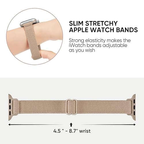 Slim Stretchy Band Compatible with Apple Watch Bands 40mm 41mm 42mm 38mm 44mm 45mm 46mm 49mm Women Men, Thin Skinny Elastic Nylon Solo Loop Strap for iWatch Series 10 9 8 7 6 5 4 3 11 Ultra SE 2/3 thumbnail 5