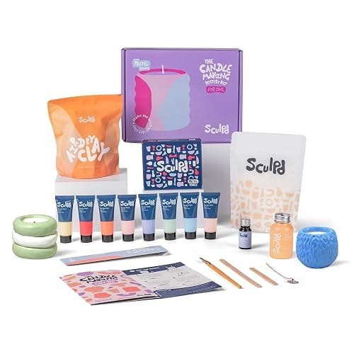 Sculpd - The Original Candle Making & Pottery Kit - Complete Art Set: Includes Air Dry Clay, Soy Wax, 8 Paint Tubes, Fragrance & Tools - DIY Gift for Adults, Teens, Men & Women Crafting (Peony Rose) - Image 1