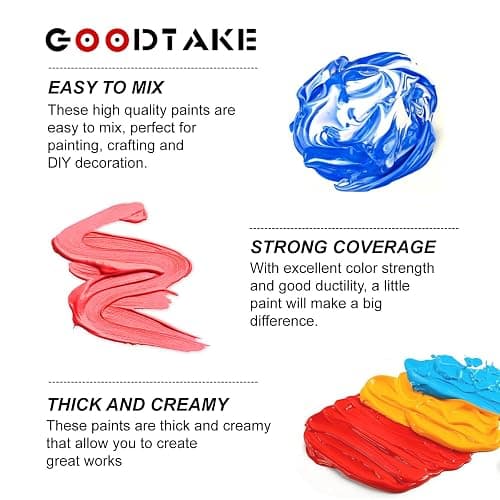 GOODTAKE Light Yellow Acrylic Paint, Art Craft Paint for Art Supplies, Canvas, Rocks, Wood, Fabric and Ceramic, Non Toxic for Artists, Students, Beginners (Light Yellow, 7 Fl Oz) thumbnail 3