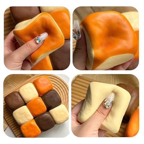 Bread Squeeze Toy, Hawaiian Bread Squeeze Toy Slow Rising Stress Relief Flavored Bread Pinch Sensory Toy Kids Adults Soft Calming Bread Fidget Toy (Pink) thumbnail 6