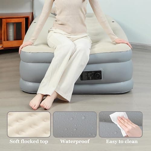 Air Mattress with Headboard, 16" Inflatable Bed with Built-in Electric Pump, 2-Min Quick Inflation/Deflation, Leak-Free Odorless Design, Supports 650 lbs, Twin Airbed for Camping, Home, Guests, Travel thumbnail 3