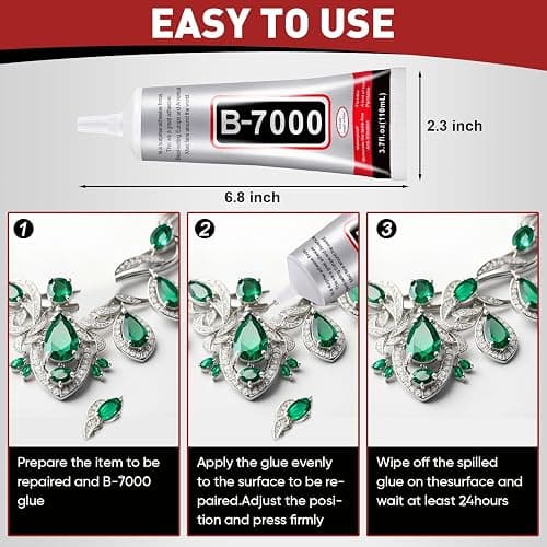 4 PCS 110ml B7000 Glue Clear with Precision Tip, Rhinestone Glue for Nail, Craft Glue, Bedazzling Glue, Shoe Glue, Jewelry Glue for Rhinestone Shoe Jewelry Making DIY Craft Makeup Metal thumbnail 2