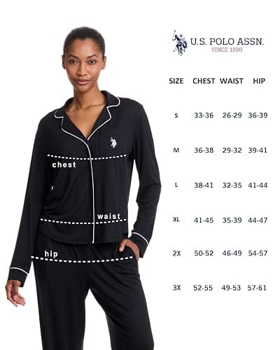 U.S. Polo Assn. Womens Pajama Set Long Sleeve Button Up Top and Pajama Pants thumbnail 6