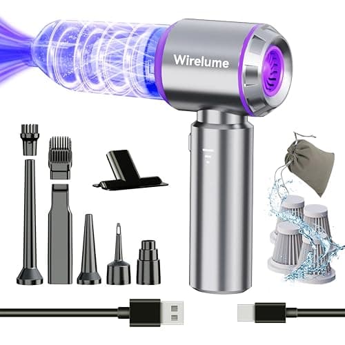 Wirelume Handheld Car Vacuum Cleaner Cordless Powerful 22000Pa Strong Cyclonic Suction Blowing Brushless Motor Portable Rechargable Lightweight for Pet Hair Vehicle Home Office (purple) thumbnail 7