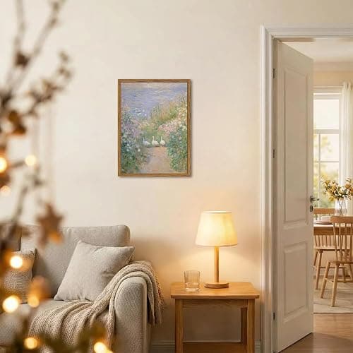 Framed Vintage Geese Canvas Wall Art, Cottagecore Monet Floral Landscape Wall Decor Paintings, French Country Farmhouse Animal Pictures Prints Rustic Home Decor for Living Room Bedroom 12x16 inch thumbnail 9
