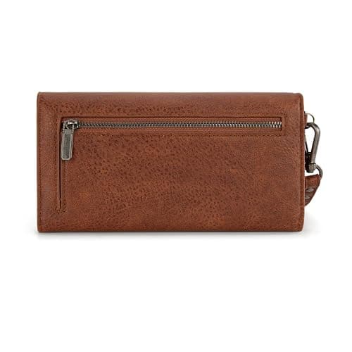 Montana West X Wrangler Brown Wallet Women Rfid Large Wristlet Trifold Women's Wallets Card Cases & Money Organizers with Detachable Wrist Strap thumbnail 4