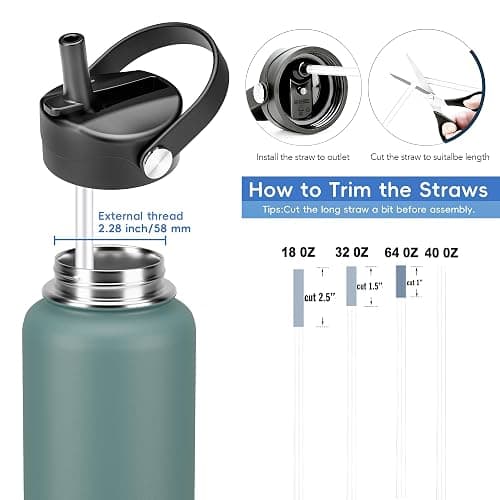 Straw Lid for Hydro Flask Wide Mouth, Lids with Straw for Hydroflask 12 16 18 20 32 40 oz Wide Mouth, Replacement Straw Cap for Hydroflask, Top Sport Bottle Lid thumbnail 5