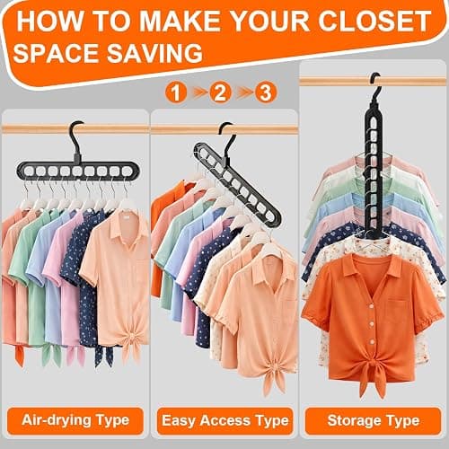 HEYHOUSE Closet Organizers and Storage,College Dorm Room Essentials,Pack of 10 Multifunctional Organizer Magic Space Saving Hangers with 9 Holes Storage Organization for Wardrobe Closet thumbnail 8