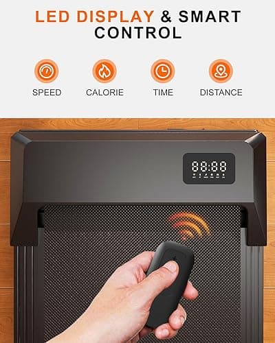 SupeRun Walking Pad, Under Desk Treadmill, 3 in 1 Portable Treadmill with Remote Control LED Display, 2.5 HP Quiet Walking Jogging Machine for Office Home Use, 250 Lbs Capacity - 10-Black thumbnail 5