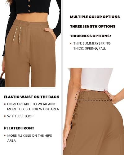 FUNYYZO Wide Leg Pants High Elastic Waisted Long Straight Suit Pants thumbnail 3