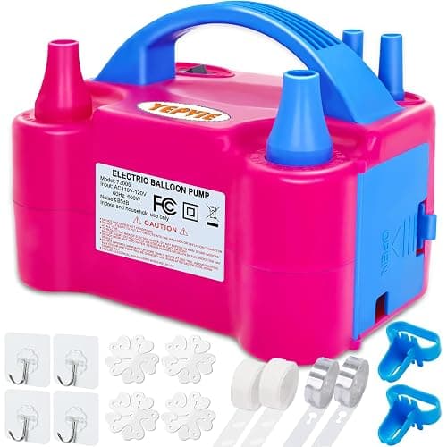 YEPVIE Electric Balloon Pump, Portable 2 Modes Balloon Blower Machine with 14 Balloon Arch Kits, Air Pump for Balloon, Balloon Inflator for Party Decoration - Image 1