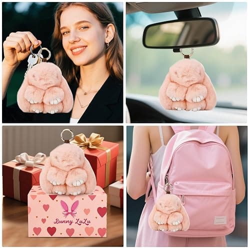 Bunny Keychain with Tin Box Soft Plush Handmade Rabbit Keychain with Best Wishes Card & Ribbon Bag Charm thumbnail 6