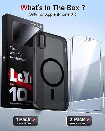 LeYi Compatible for iPhone XR-Phone-Case: iPhone XR Case with Screen Protector, Shockproof Full Body Protection, Translucent Matte, Magnetic Rugged Cell Phone Cover/Etui/Coque for iPhoneXR/XR, Black thumbnail 6