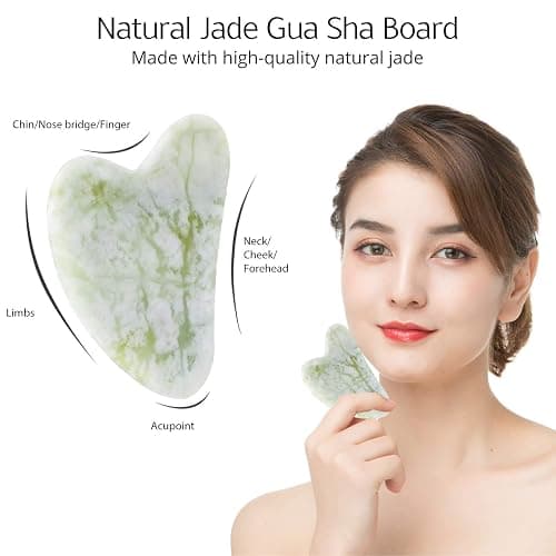 BAIMEI IcyMe Jade Roller & Gua Sha Set Face Roller and Gua Sha Facial Tools for Skin Care Routine and Puffiness, Self Care Gift for Men Women - Light Green thumbnail 5