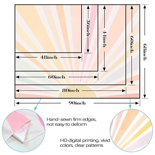 Zussun Boho Sun Tapestry Vintage 70s Sunset Sunrise Tapestries for Bedroom Aesthetic Retro Abstract Art Colorful Rainbow Classroom Tapestry Wall Hanging for Living Room Dorm (48" x 36") thumbnail 7