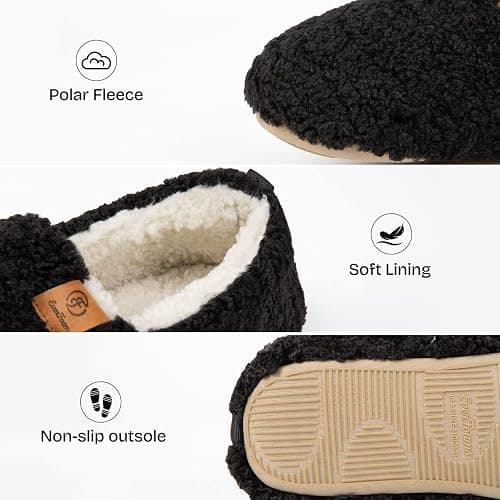 EverFoams Women’s Soft Curly Full Slippers Memory Foam Lightweight House Shoes Cozy Loafer with Polar Fleece Lining thumbnail 6