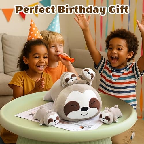SQEQE Sloth Stuffed Animals with Babies Inside 5-Piece Set of Sloth Mommy and Babies Plush Cuddly Stuffed Animals Toys for Kids, Gifts Ideal for Christmas, Valentine's, Birthday thumbnail 2