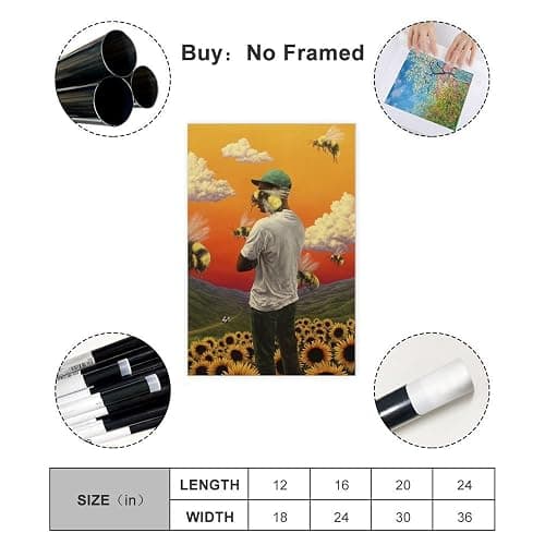 EUNHNXSK Tyler The Creator Poster Flower Boy Album Rapper Music Canvas Poster Wall Art Decor Print Picture Paintings for Living Room Bedroom Decoration Unframe：08x12inch(20x30cm) thumbnail 2
