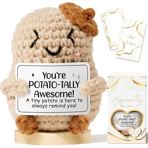 Emotional Support Crochet Plush Positive Potato Inspirational Cheer Gifts for Women, Handmade Crochet Awesome Gift Thank You Birthday Christmas Teacher Appreciation Gifts for Coworker Nurse Mom Friend - Image 1