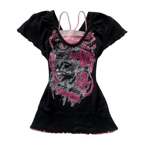 Cutecore Harajuku Y2k Baby Tee Cute Kawaii Emo Grunge Shirt Women Vintage Graphic Tees Short Sleeve Alt Tops 2000s - Image 1