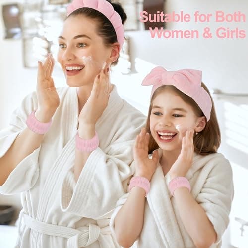Canitor Spa Headband Wrist Bands Set with Hair Clips Skincare for Washing Face Skin Care Makeup Preppy Tween Teen Girl Gifts Cute Trendy Stuff Hair Accessories for Women (pink) thumbnail 7