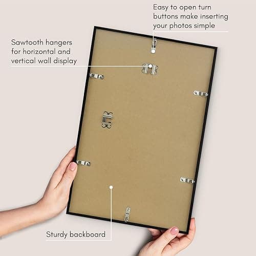 Americanflat 11x17 Picture Frame with Polished Plexiglass - Streamline Collection - Thin Border Picture Frame for Wall Display - Hanging Hardware Included - Black thumbnail 5