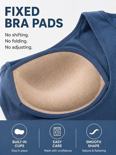 Racerback Crop Tank Tops for Women Y-Back with Built-in Bra Longline Sports Bras Scoop Neck Workout Tops thumbnail 3