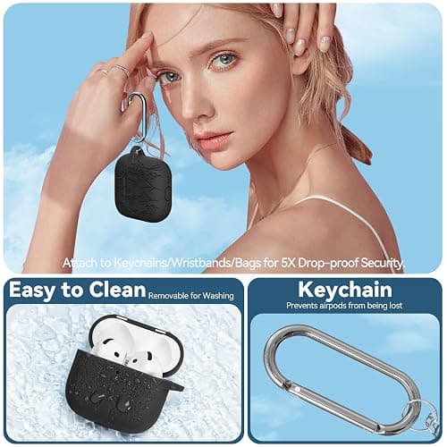 for Airpods 4 Case with Magnetic Lid, Ekoonpft Flower Engraved Cases for Apple AirPods 4th Generation 2024, Soft Silicone Cover for Women Girly with Cleaning Kit & Keychain, Shockproof thumbnail 4