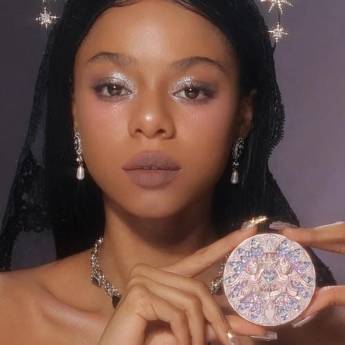Flower Knows Little Angel Embossed Highlighter-Rosy Pearl Highlighter Powder,Dreamy Pink Shimmer,Long-Lasting Soft Ethereal Glow,Feather-Light,Soft Sculpting Velvet Finish(L01 Eros's Fable) thumbnail 5
