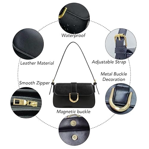 Shoulder Bag for Women, Small Purses Hobo Bags for Women, PU Leather Vintage Handbag with 2 Adjustable Shoulder Strap thumbnail 5