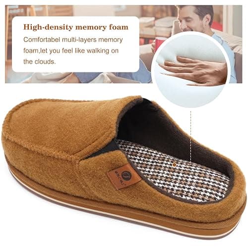 ONCAI Mens Slippers with Orthotic Arch Support,House Slippers Cotton-Blend High-Density Memory Foam Comfort Plantar Fasciitis Warm Slip-on Indoor Outdoor Rubber Sole Felt US Size 7-16 thumbnail 4