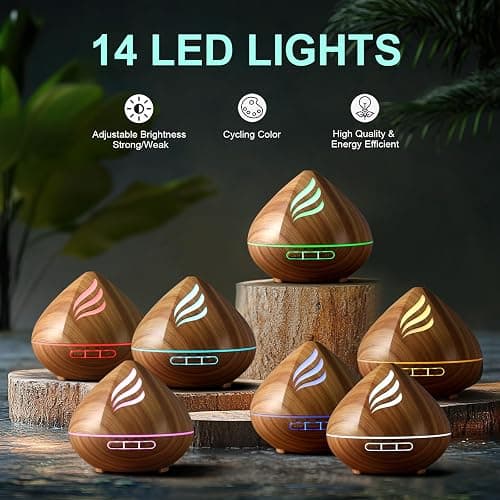 Essential Oil Scent Diffuser: 500ML Aroma Diffuser with Remote Control, Large Fragrance Aromatherapy Diffuser, Mist Humidifier with 14 Colors LED Lights and Auto-Off for Bedroom & Home thumbnail 3