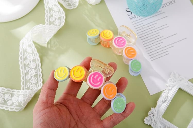 AACKS Colorful Y2K Hair Claws, Jaw Clamps and Clips - Smile Face Accessories for Girls' Summer Beach thumbnail 3
