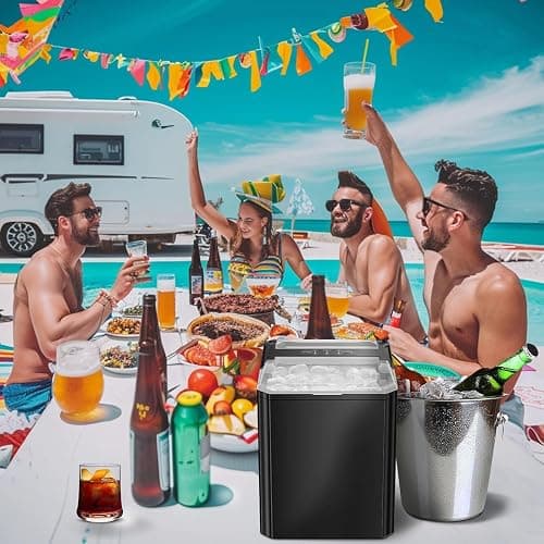 Sweetcrispy Countertop Ice Maker, Portable Ice Machine Self-Cleaning, 9 Cubes in 6 Mins, 26 lbs/24Hrs, 2 Sizes of Bullet Ice for Home Party Office,Elegant Black thumbnail 8