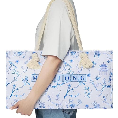 TIASUSAN Empty Mahjong Bag for American Mahjong Set, Mahjong Carrying Bag with Tiles Bag and Racks Drawstring Bag thumbnail 3