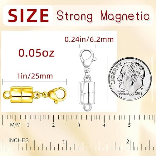 MKCYD Magnetic Necklace Clasp with Lobster Clasp,14K Gold and Silver Magnetic Jewelry Clasps for Necklace Extender Bracelet Closures thumbnail 2