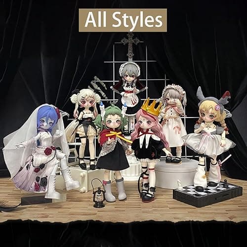 GNATAPIAY 1/12 BJD Dolls Blind Box,Kawaii BJD Dolls Dark Gothic Series 1/12 Ball Jointed Doll Collectable Action Figure Posable Dress Up Doll for Girls Birthday Party Gift Toys - Whole Set-6packs thumbnail 2