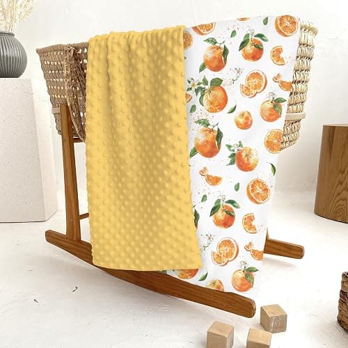 Watercolor Oranges Baby Blankets for Girl Boy Orange Branches Flowers Leaves Soft Mink Dotted Backing Double Layer Swaddle Receiving Blanket for Toddler Nursery Summer Citrus Fruit Bed Blanket 30x40 thumbnail 6