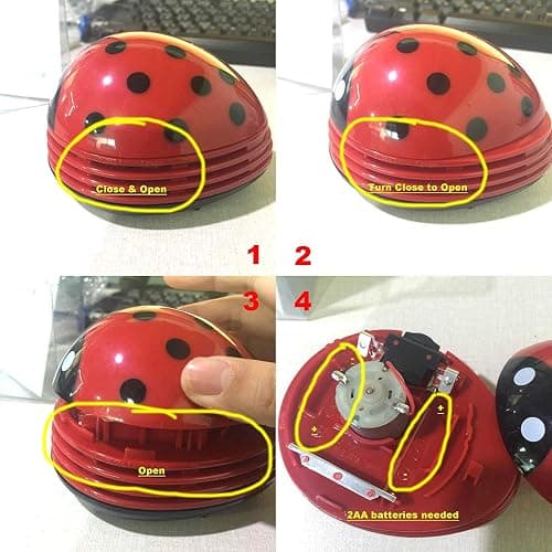 zswell Ladybug Cartoon Mini Vacuum Cleaner Dust Sweeper Cordless Corner Desktop Vacuum Cleaner Mini Cute Home Office thumbnail 3