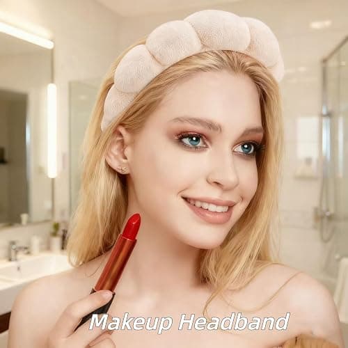 Yaqulen 7 Pcs Spa Set, Facial Headband and Wristband Set, Skincare Accessories, College Style Girl Idea Gifts, Hair Accessories for Women and Girls (Khaki) thumbnail 3