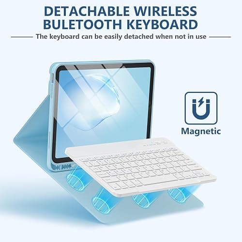 BQSS for iPad Air 11 Inch Case with Keyboard M4/M3/M2 (2026/2025/2024), Keyboard Case for iPad Air 10.9 Inch 5th/4th Generation (2022/2020) Detachable for iPad Pro 1st Case with Pencil Holder Blue thumbnail 5
