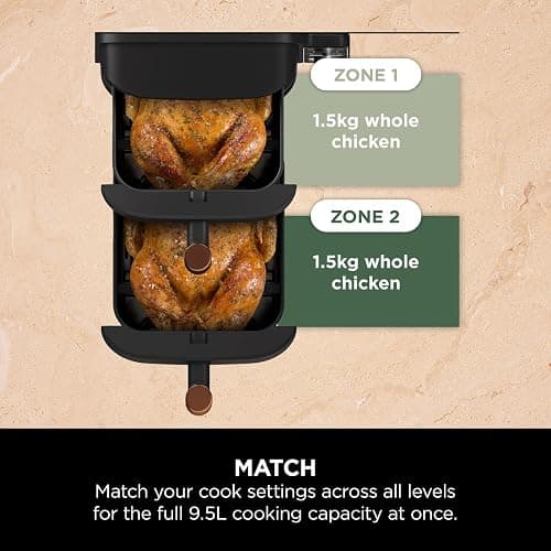 Ninja Double Stack XL Air Fryer, Vertical Dual Drawer Air Fryer with 4 cooking levels, 2 Drawers & 2 Racks, Space Saving Design, 9.5L Capacity, 6 Functions, 8 Portions, Tongs, Black/Copper SL400UKCP thumbnail 8
