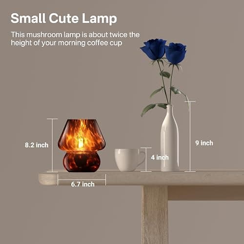 Dawnwake Mushroom Lamp Small Lamp Table Lamp for Bedroom, Desk Bedside Lamps for Living Room,Mushroom Decor Cute Mini Modern Mid Century Lamps for Night Stands,Aesthetic Home Living Room Decor(Black) thumbnail 5