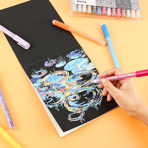 Grabie Acrylic Paint Pens Markers, 28 Colors, 0.7 mm, Extra Fine Tip Drawing Markers, Premium Paint Pens for Painting on Various Surface, Art Supplies, Set of 28 thumbnail 8