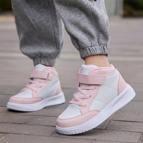 RTOUNT Kids Trainers Boys High Top School Tennis Sneakers for Girls Running Adjustable Strap Shoes thumbnail 6