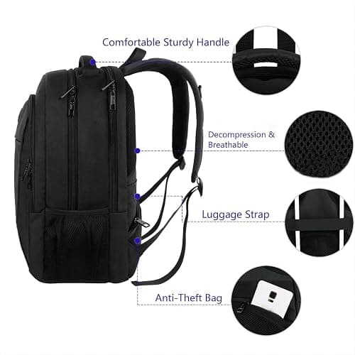 MATEIN Business Laptop Backpack, 15.6 Inch Travel Laptop Bag Rucksack, Water-Resistant Bag Daypack for Work College Computer Men Women Backpack, Black thumbnail 10